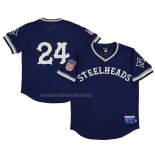 Maglia Baseball Uomo Seattle Steelheads 24 Rings & Crwns Mesh Replica V-neck Blu