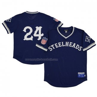 Maglia Baseball Uomo Seattle Steelheads 24 Rings & Crwns Mesh Replica V-neck Blu