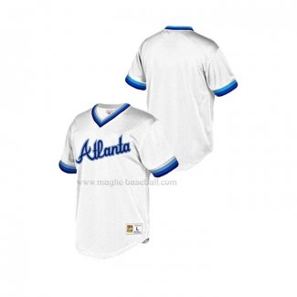 Maglia Baseball Bambino Atlanta Braves Cooperstown Collection Mesh Wordmark V-neck Bianco
