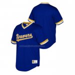 Maglia Baseball Bambino Milwaukee Brewers Cooperstown Collection Mesh Wordmark V-neck Blu
