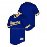 Maglia Baseball Bambino Milwaukee Brewers Cooperstown Collection Mesh Wordmark V-neck Blu