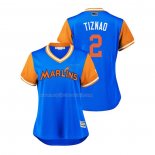 Maglia Baseball Donna Miami Marlins Yadiel Rivera 2018 Llws Players Weekend Tiznao Blu