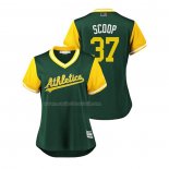 Maglia Baseball Donna Oakland Athletics Edwin Jackson 2018 Llws Players Weekend Scoop Green