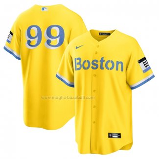 Maglia Baseball Uomo Boston Red Sox Alex Verdugo 2021 City Connect Replica Oro