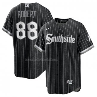 Maglia Baseball Uomo Chicago White Sox Luis Robert 2021 City Connect Replica Player Nero