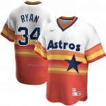Maglia Baseball Uomo Houston Astros Nolan Ryan Home Cooperstown Collection Bianco Arancione