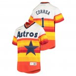 Maglia Baseball Bambino Houston Astros Carlos Correa Cooperstown Collection Home Bianco Arancione