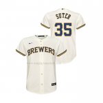 Maglia Baseball Bambino Milwaukee Brewers Brent Suter Replica Home Crema