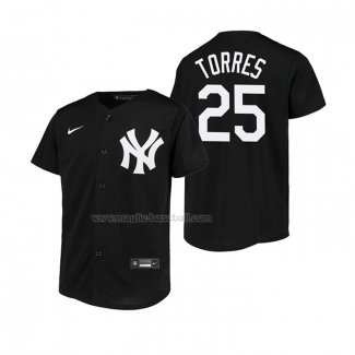 Maglia Baseball Bambino New York Yankees Gleyber Torres Replica Nero