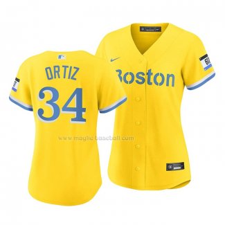 Maglia Baseball Donna Boston Red Sox David Ortiz 2021 City Connect Replica Oro