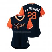 Maglia Baseball Donna Detroit Tigers Niko Goodrum 2018 Llws Players Weekend J.j Mumford Blu