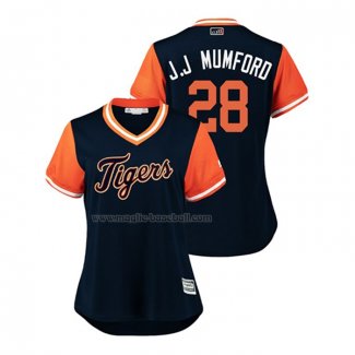 Maglia Baseball Donna Detroit Tigers Niko Goodrum 2018 Llws Players Weekend J.j Mumford Blu