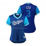 Maglia Baseball Donna Los Angeles Dodgers Chris Taylor 2018 Llws Players Weekend Ct3 Blu