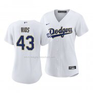 Maglia Baseball Donna Los Angeles Dodgers Edwin Rios 2021 Gold Program Replica Bianco