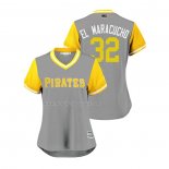 Maglia Baseball Donna Pittsburgh Pirates Elias Diaz 2018 Llws Players Weekend El Maracucho Grigio
