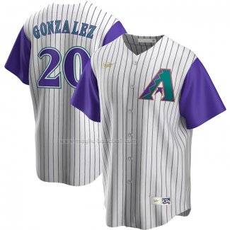 Maglia Baseball Uomo Arizona Diamondbacks Luis Gonzalez Alternato Cooperstown Collection Crema Viola