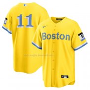 Maglia Baseball Uomo Boston Red Sox Rafael Devers 2021 City Connect Replica Oro
