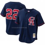 Maglia Baseball Uomo California Angels Bo Jackson Mitchell & Ness Cooperstown Collection Mesh Batting Practice Button Up Blu