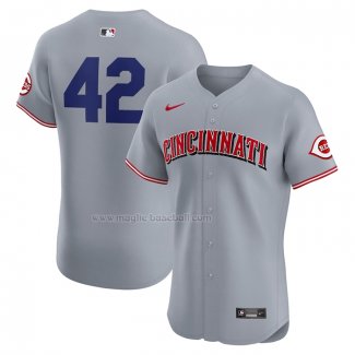 Maglia Baseball Uomo Cincinnati Reds Road 2024 Jackie Robinson Day Elite Grigio