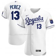 Maglia Baseball Uomo Kansas City Royals Salvador Perez Home Autentico Bianco