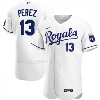 Maglia Baseball Uomo Kansas City Royals Salvador Perez Home Autentico Bianco