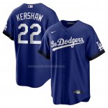 Maglia Baseball Uomo Los Angeles Dodgers Clayton Kershaw 2021 City Connect Replica Blu