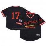 Maglia Baseball Uomo New York Cubans 17 Rings & Crwns Mesh Replica V-neck Nero