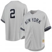 Maglia Baseball Uomo New York Yankees Derek Jeter Mitchell & Ness 1998 Cooperstown Collection Road Autentico Grigio