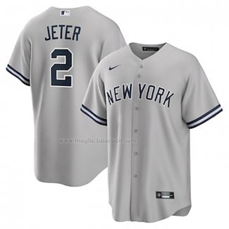 Maglia Baseball Uomo New York Yankees Derek Jeter Big Tall Road Replica Grigio
