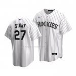 Maglia Baseball Bambino Colorado Rockies Trevor Story Replica Home 2020 Bianco