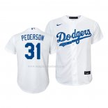 Maglia Baseball Bambino Los Angeles Dodgers Joc Pederson Replica Home 2020 Bianco