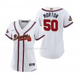 Maglia Baseball Donna Atlanta Braves Charlie Morton 2022 Gold Program Replica Bianco