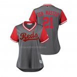 Maglia Baseball Donna Cincinnati Reds Michael Lorenzen 2018 Llws Players Weekend Zen Master Grigio