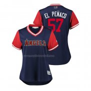 Maglia Baseball Donna Los Angeles Angels Hansel Robles 2018 Llws Players Weekend El Penaco Blu