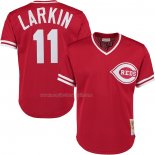 Maglia Baseball Uomo Cincinnati Reds Barry Larkin Mitchell & Ness Cooperstown Collection Mesh Batting Practice Rosso