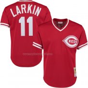 Maglia Baseball Uomo Cincinnati Reds Barry Larkin Mitchell & Ness Cooperstown Collection Mesh Batting Practice Rosso