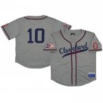 Maglia Baseball Uomo Cleveland Buckeyes 10 Rings & Crwns Mesh Button Down Replica Grigio