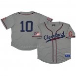 Maglia Baseball Uomo Cleveland Buckeyes 10 Rings & Crwns Mesh Button Down Replica Grigio