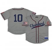 Maglia Baseball Uomo Cleveland Buckeyes 10 Rings & Crwns Mesh Button Down Replica Grigio
