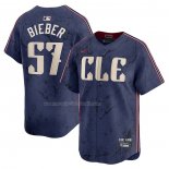 Maglia Baseball Uomo Cleveland Guardians Shane Bieber 2024 City Connect Limited Blu