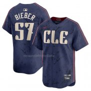 Maglia Baseball Uomo Cleveland Guardians Shane Bieber 2024 City Connect Limited Blu
