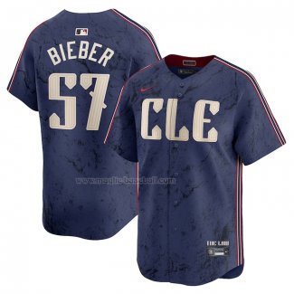 Maglia Baseball Uomo Cleveland Guardians Shane Bieber 2024 City Connect Limited Blu