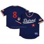Maglia Baseball Uomo Detroit Stars 8 Rings & Crwns Mesh Replica V-neck Blu