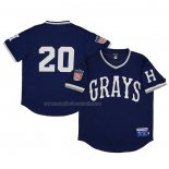 Maglia Baseball Uomo Homestead Grays 20 Rings & Crwns Mesh Replica V-neck Blu