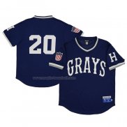 Maglia Baseball Uomo Homestead Grays 20 Rings & Crwns Mesh Replica V-neck Blu