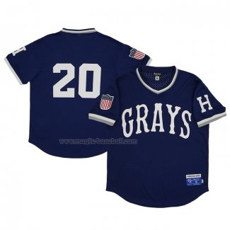 Maglia Baseball Uomo Homestead Grays 20 Rings & Crwns Mesh Replica V-neck Blu