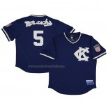 Maglia Baseball Uomo Kansas City Monarchs 5 Rings & Crwns Mesh Replica V-neck Blu