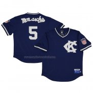 Maglia Baseball Uomo Kansas City Monarchs 5 Rings & Crwns Mesh Replica V-neck Blu