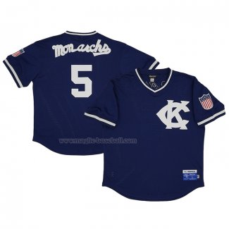 Maglia Baseball Uomo Kansas City Monarchs 5 Rings & Crwns Mesh Replica V-neck Blu