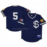 Maglia Baseball Uomo Santa Clara Leopardos 5 Rings & Crwns Mesh Replica V-neck Blu